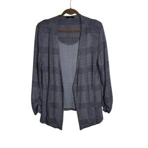 Tart Women’s XL Navy White Houndstooth Blazer Open Cardigan Sweater Pockets